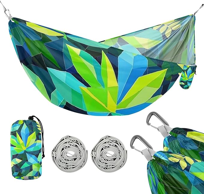 Geometric Abstract Leaf Summer 330lb Capacity Camping Hammock with Tree Straps Tree Hammock for Outside Beach Patio Garden accesorios para Camping