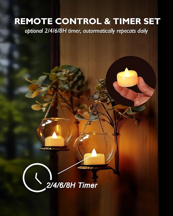 merrynights Remote Candles, 24 Pack Flameless Tea Lights Candle Battery Operated, 400+Hours LED Tea Lights with Remote, Timer Battery Votive Candle for Holidays Wedding Home
