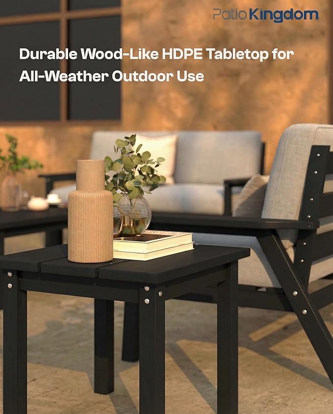 7 Piece Patio Conversation Sets, Outdoor Couch with Washable Thick Gray Cushions, HDPE Patio Furniture Set with 12FT Umbrella, Outdoor Sectional Furniture for Backyard (Black Frame)