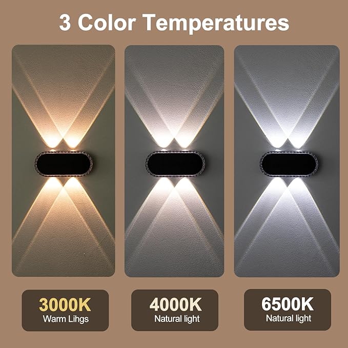 Ellasay Solar Fence Lights Outdoor: Waterproof IP65 with Dual LED Up Down Wall Lighting 3 Color Modes Diamond Crystal Cut Design Easy to Install for Garden Backyard Patio 10 Pack