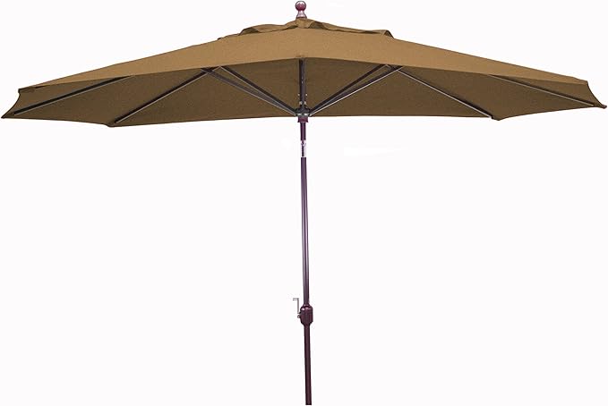 Galtech Deluxe Auto Tilt Market Umbrella, 8ft x 11ft - Outdoor Patio, Deck, Pool, Backyard Stand Alone Umbrella - Oval, Heavy Duty w/Bronze Frame & Sunbrella Fabric (Teak)