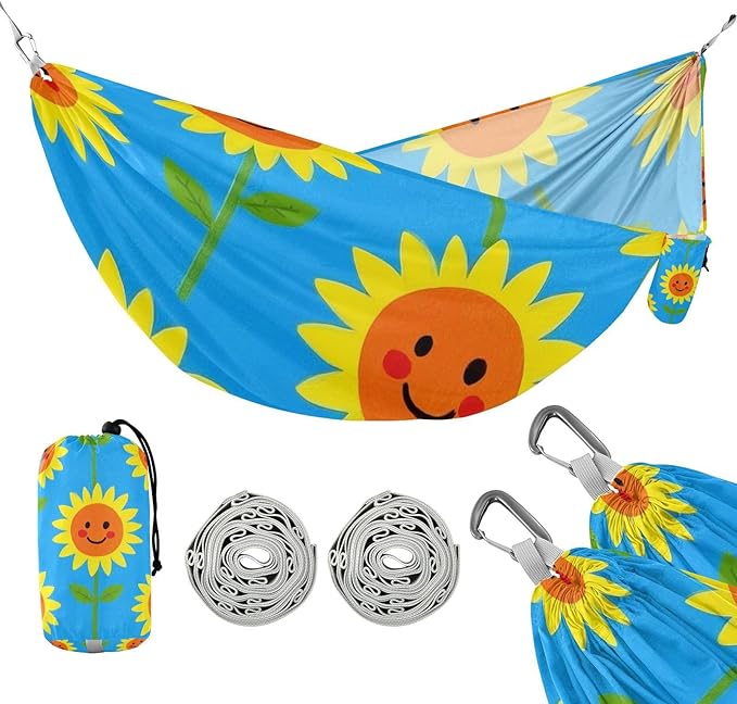 Happy Sunflowers 330lb Capacity Hammocks Fabric Hammock for Patio Backyard Lounge Base amacas para patios con Base de adultos