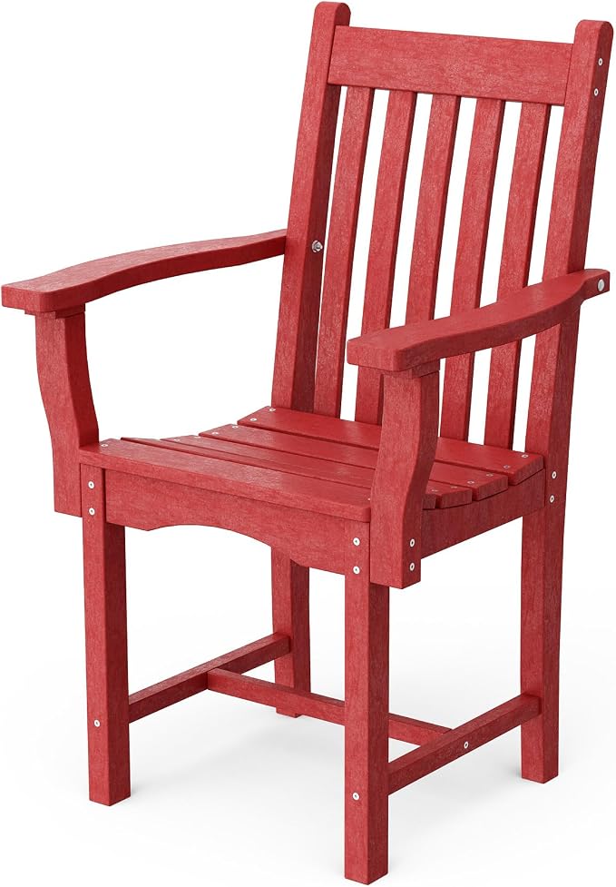 Wildridge Classic 7-Piece 44"x84" Dining Set, Cardinal Red - Outdoor Weather Resistant Recycled Plastic Furniture for Patio