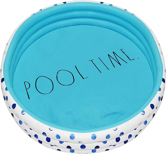 Rae Dunn x CocoNut Float Indigo Polka Dot Mini Pool - Pool Time Theme - Inflatable Swimming Pool for Kids - Great Splash Pool for Backyard, Summer Parties & Swim Events