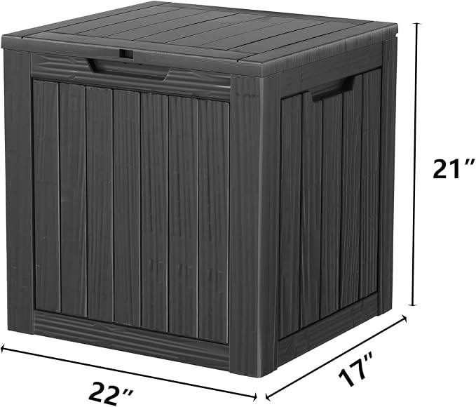30 Gallon Resin Deck Box, Waterproof Outdoor Storage Box for Patio Furniture Accessories, Garden Tools, Indoor Storage for Cushion, Black