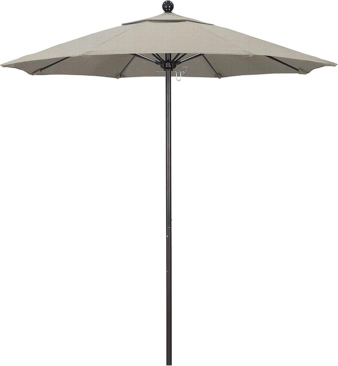 California Umbrella 7.5' Round Aluminum/Fiberglass Umbrella, Push Open, Bronze Pole, Olefin Woven Granite