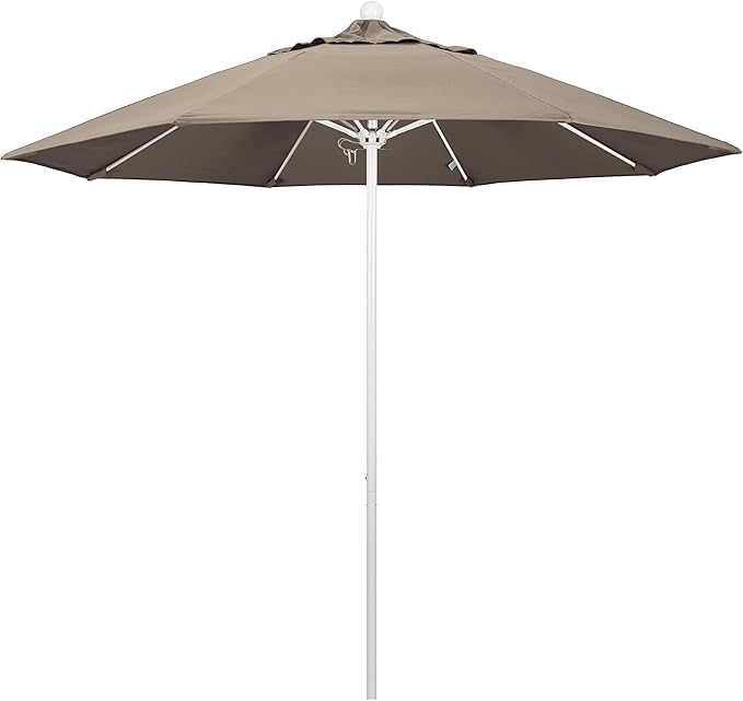 California Umbrella 9' Round Aluminum/Fiberglass Umbrella, Push Open,