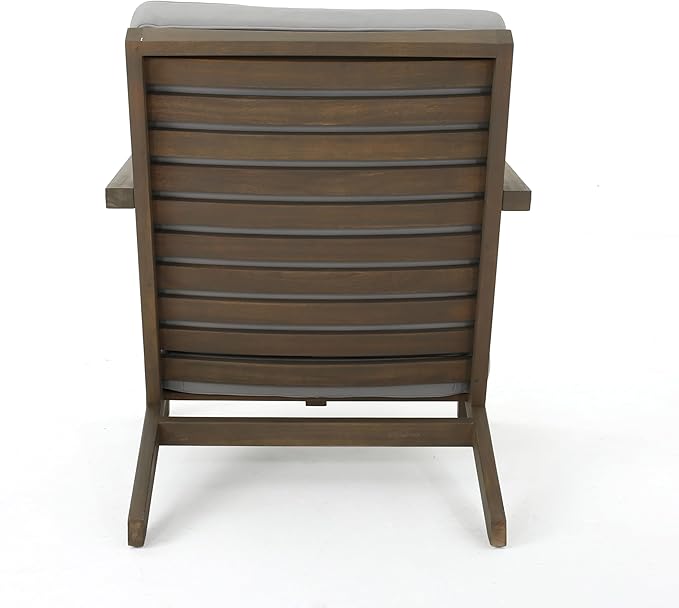 Christopher Knight Home Leah Outdoor Acacia Wood Chat Set with Water Resistant Cushions, 3-Pcs Set, Grey Finish / Grey