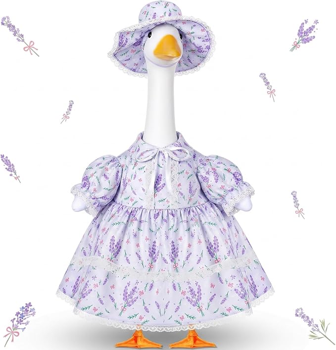 FuWeave Fall Porch Goose Outfit for Lawn Decor | Fits 23"/17" Lawn Plastic/Cement Statue Goose Costume Dress for Front Outdoor Courtyard Garden Patio Yard Decoration
