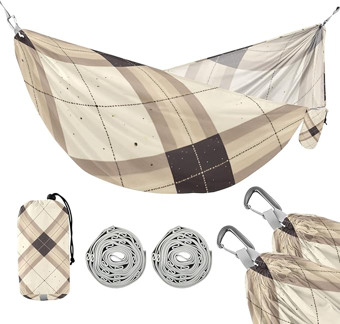 Brown and Black Regular Lattice 330lb Capacity Outdoor Hammock with Portabl Carry Bag Indoor Hammock for Camping & Hiking Essential hamacas para Deck
