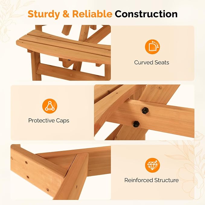 VINGLI Wood Picnic Table Outdoor Round Picnic Table with Umbrella Hole and 3 Built-in Benches, Outdoor Dining Tables and Chairs 300 LBS Bench Capacity (Natural, Round)