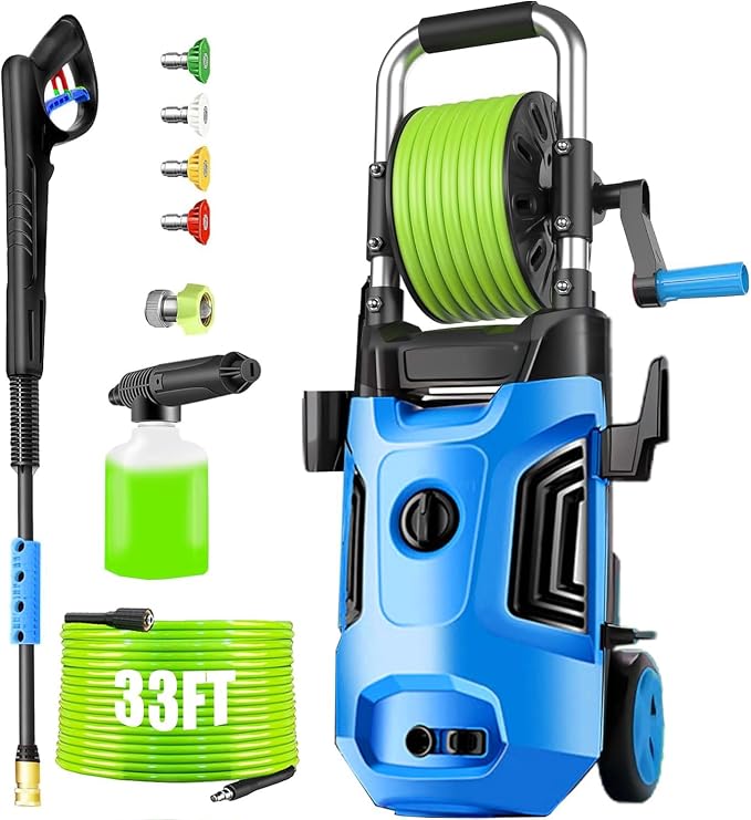 4800PSI Electric Pressure Washer 2026 New 4.0GPM Potable Power Washer with 33FT Pipe, 4 Nozzles, Best for Home/Cars/Fences/Windows, Blue