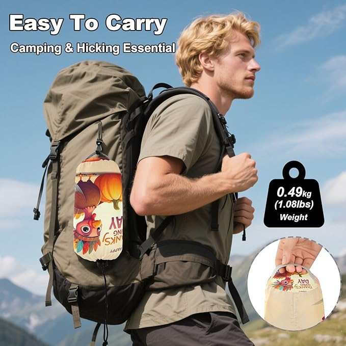 Hammocks for Outside Cartoon Turkey Camping Hammock Portable Hammocks with Tree Straps and Carry Bag Camping Accessories for Hiking Beach Outdoor