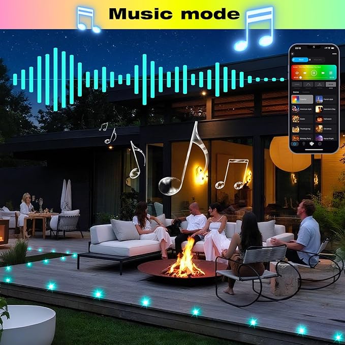 LED Deck Lights Kit, 20pcs Φ1.22 Smart WiFi Control Low Voltage RGBW Recessed LED Lighting, Waterproof Deck Stair Lights for Yard Garden Stair Patio Pool