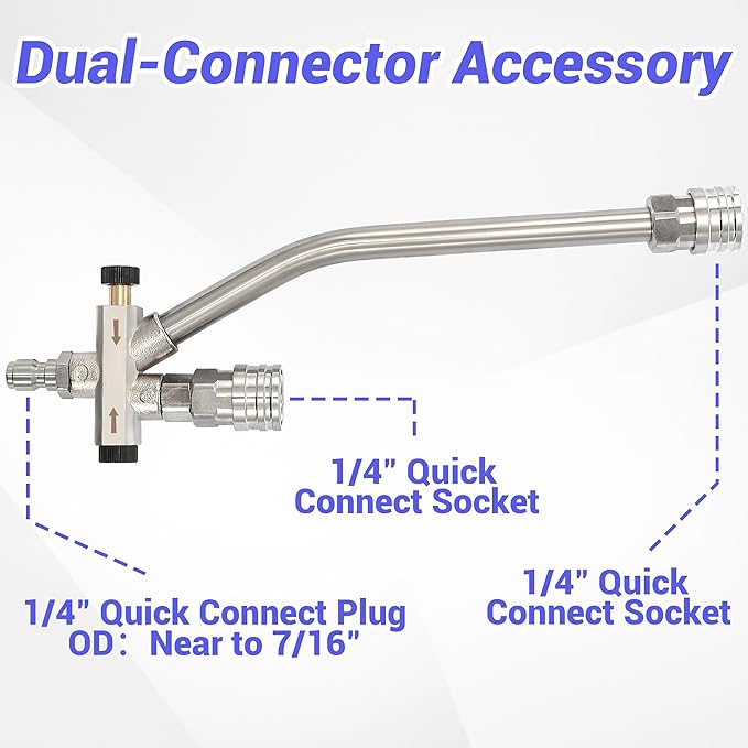 Tool Daily Foam Cannon for Pressure Washer with Double Tip Attachment, Dual Lance Wide Mouth Soap Cannon, 5 Power Washer Sprayer Nozzles, 1/4" Quick Connect, 3600 PSI