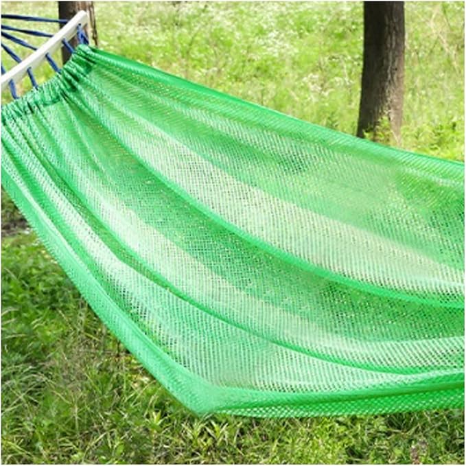 Portable Rayon Rope Hammock with Wooden Sticks On Both Sides for Outdoor Travel Portable Tree Hanging Installation Hammock Comfortable(Green)