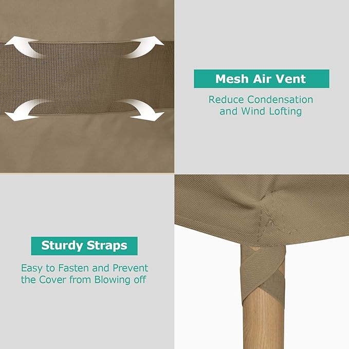 SunPatio Outdoor Chair Covers Waterproof, Heavy Duty Patio Lawn Furniture Cover, All Weather Protection Lounge Deep Seat Covers with Air Vent and Straps, 2 Pack - 34"W x 37"D x 36"/25''H, Taupe