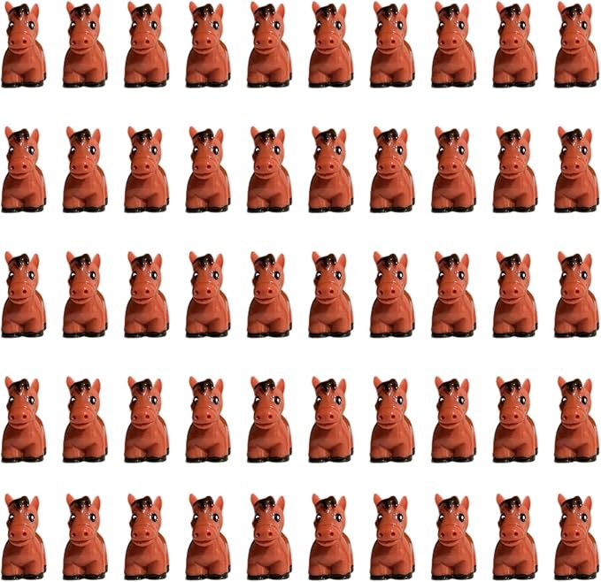 50 PCS Mini Red Horse Figurines - 1.5 Inch Resin Horses for Fairy Gardens, Home Decor, Wedding Centerpieces, Desk Accessories & DIY Crafts