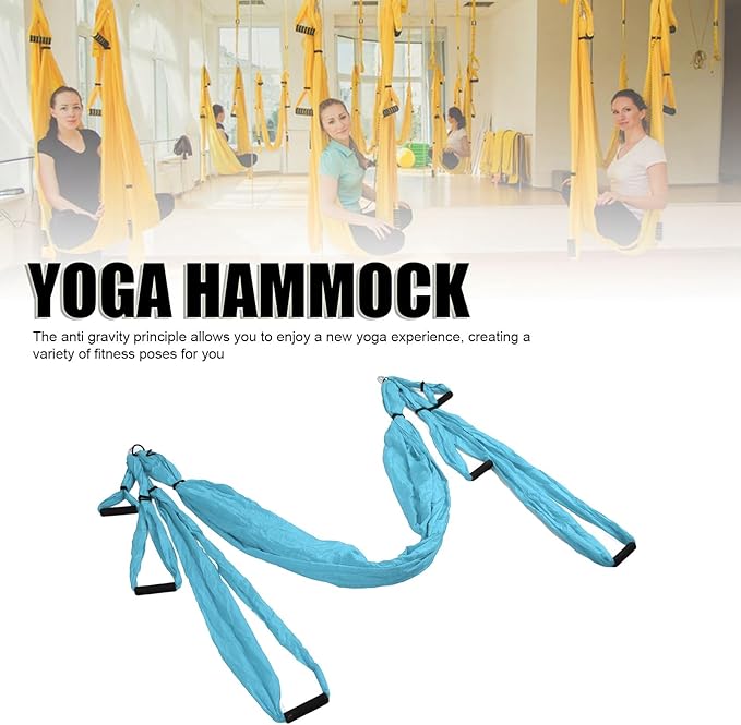 Aerial Yoga Swing Set, Polyester Cotton Yoga Hammock Set, Adjustable Improve Flexibility Yoga Hammock for Physical Exercise (Lake Blue)