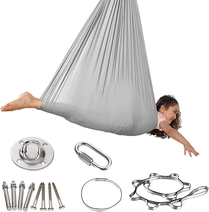 Talent Star Sensory Swing,Children Hammock,Sensory Swing for Kids with Special Needs Therapy Swing Cuddle Swing Indoor Outdoor for Child & Adult with Aspergers Sensory Integration Silver Gray