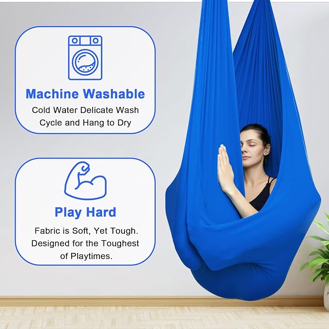 Sensory Swing for Kids,Indoor Swing with 360° Swivel Hanger Kit and Adjustable Straps Double Layer Therapy Cuddle Swing for Kid with Autism, Holds up to 400lbs