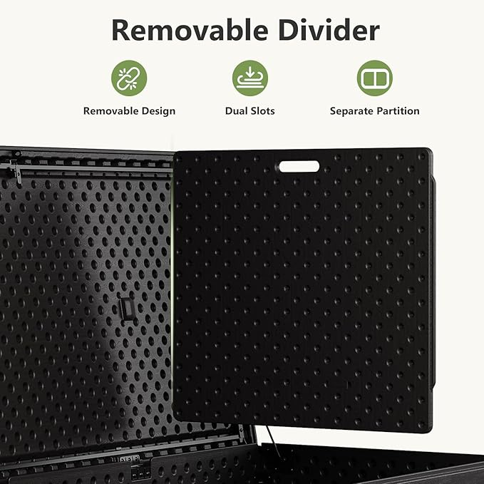 Outdoor Storage Box,260 Gallon Deck Box Outdoor Storage Bench Outside Waterproof Resin Storage Bench, Lockable Patio Cushions, Garden Tools Storage For Furniture, UV Resistant (Black)