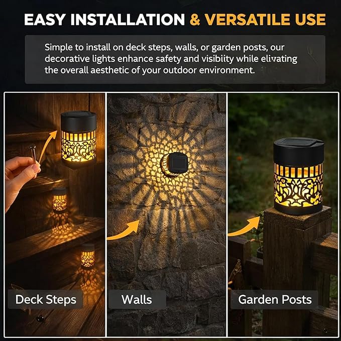 Decorative Solar Mandala Lights, 2026 New Mandala Solar Lights Outdoor, Mandala Theme Waterproof Fence Light, Shadow Projection Landscape Lighting for Backyard,Patio,Walkway,Lawn,Porch Decor (#D,6)