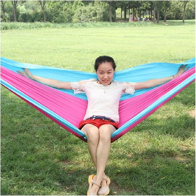 Polyester Hammock Outdoor Camping Multifunctional Removable and Washable Portable Easy to Install HammockP(Blue-red)