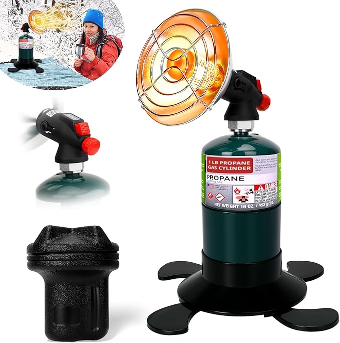 Portable Propane Heater for Camping, Outdoor Small Space Patio Heater, Cordless Gas Heaters with Foldable Tank Holder, Fast Radiant Heaters for Camping Tent, Winter Hiking, Ice Fishing & Hunting