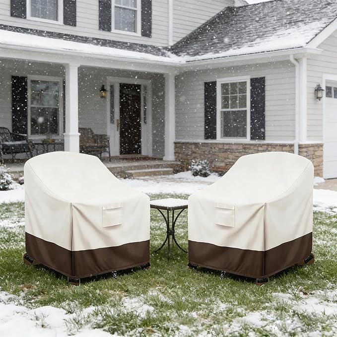 Patio Adirondack Chair Cover 2 Pack, 33W x 35D x 36H inches Waterproof Heavy Duty Outdoor Chair Covers,Adirondack Chair Covers for Outdoor Chair, Beige