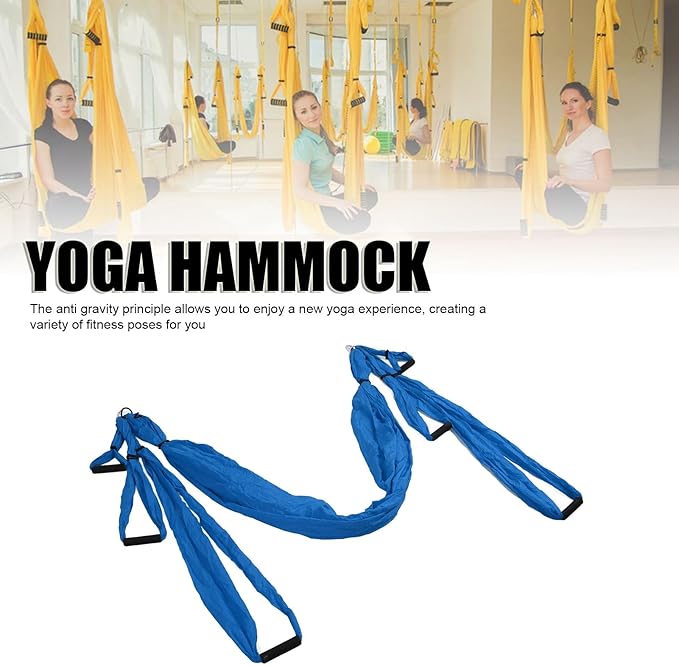 Aerial Yoga Swing Set, Polyester Cotton Yoga Hammock Set, Adjustable Improve Flexibility Yoga Hammock for Physical Exercise (Dark Blue)