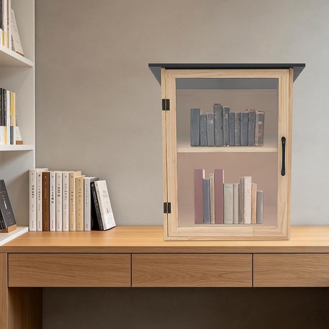 Library Book Exchange Box Weatherproof Wood Cabinet for DIY Outdoor Indoor Book Storage,Literature Exchange Box for Community,Schools & Neighborhood Sharing (TypeB)