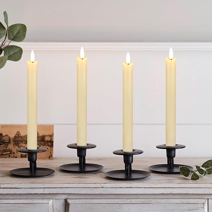 JOIONE Flameless Taper Candles with Remote, 2 Pack Real Wax LED Battery Operated Candle with Flickering Flame, Safe Home Décor for Living Room, Bedroom, and Dining Table, Wax Ivory
