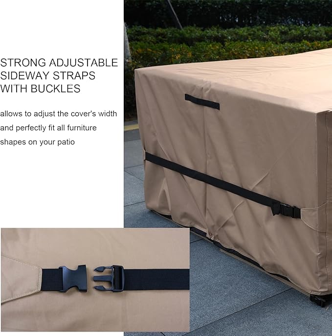 Patio Furniture Set Cover Waterproof Rectangular Heavy Duty 600D Outdoor Sectional Sofa Couch Cover Large Outside Dining Table and Chairs Covers Patio Conversation Set Cover Brown 77 x 54 Inch