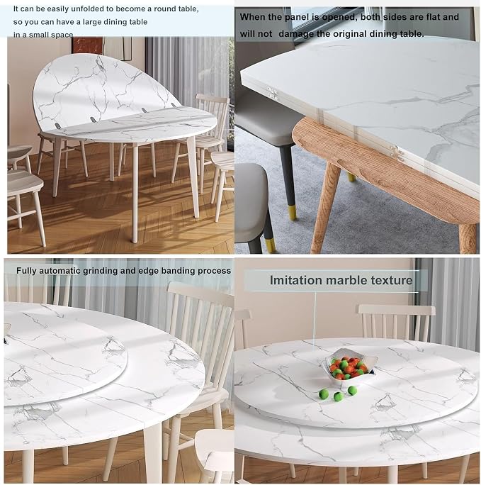 Portable 63-Inch Round Folding Table - Multi-Colored Wood Kitchen & Patio Dining Table with Metal Hardware - Space-Saving Home Storage Solution