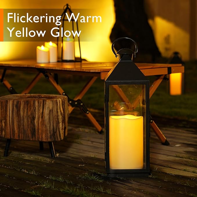 Homemory 6" x 9" Extra Large Outdoor Waterproof Candle with Auto 6-Hour Timer, Ivory Plastic Made, Long Last for Half A Year, Set of 2