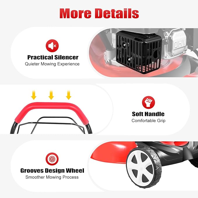 140CC 20in Gas Powered Lawn Mowers, 5HP 4-Stroke Single Cylinder Self-propelled Gas Lawn Mower with 8 Gears, Gas Walk Behind Push Mower for Lawn Mowing Work