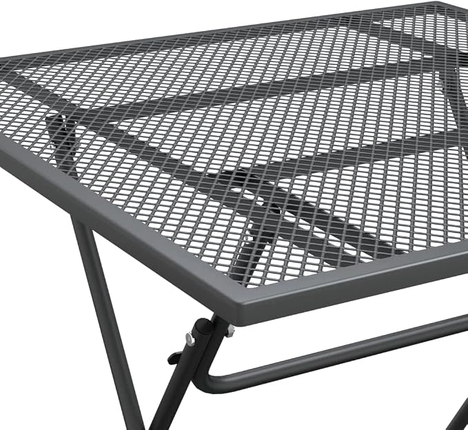 3 Piece Patio Dining Set with Expanded Metal Mesh Adjustable Chairs Foldable Table Anthracite for Outdoor Backyard Garden Balcony BBQ Party