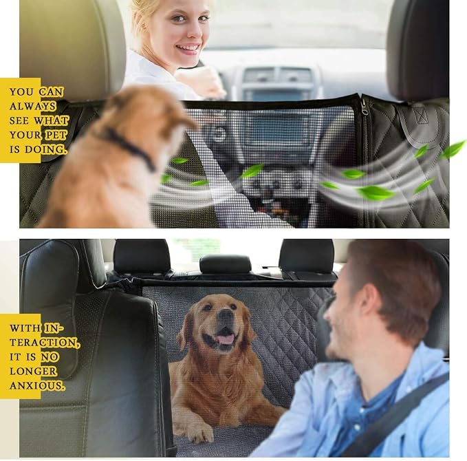 Dog Car Seat Cover for Lexus RX(6seats) 2020 2021 2022 2023, Foldable Back Seat Extender, Hair-Resistant, Anti-Scratch, Travel Hammock Bed with Mesh Window Storage Accessories,Grey