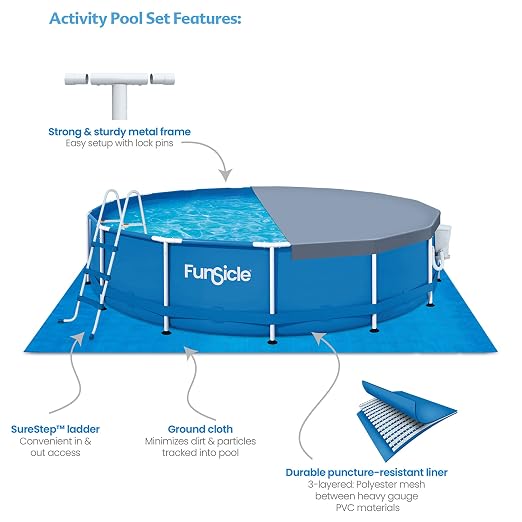 Funsicle Activity 15' x 36" Round Above Ground Swimming Pool Set with SkimmerPlus 2-in-1 Filter Pump - Easy Setup for Backyard Fun