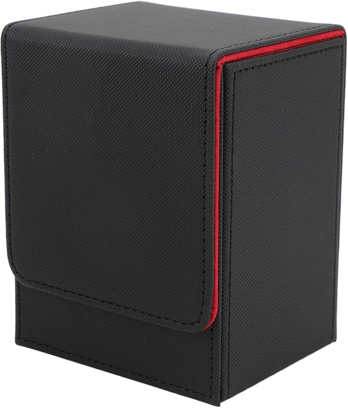 Magnetic Closure Card Deck Box Stylish Portable Storage for More Than 100 Cards in PU Leather (Red Inside)