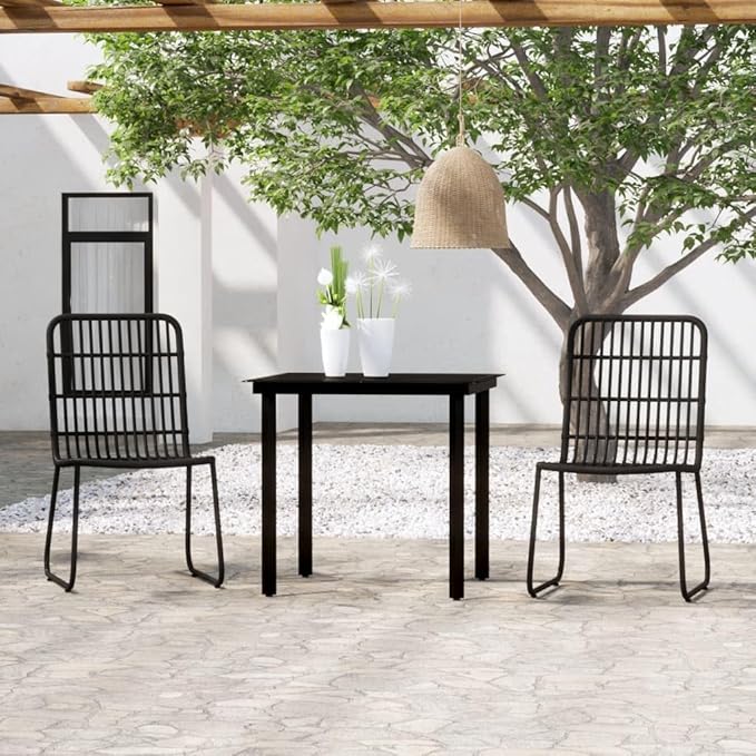Backyard Furniture Patio Conversation Sets Outdoor Seating 3 Piece Patio Dining Set Black Suitable for Swimming Pool, Courtyard, Garden