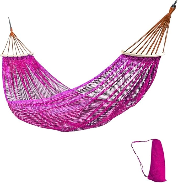 The Hammock Outdoor Ice Wire Mesh Hole Swing and Curved Rod are Stable Sturdy and Have Good Load-Bearing Capacity(Pink)