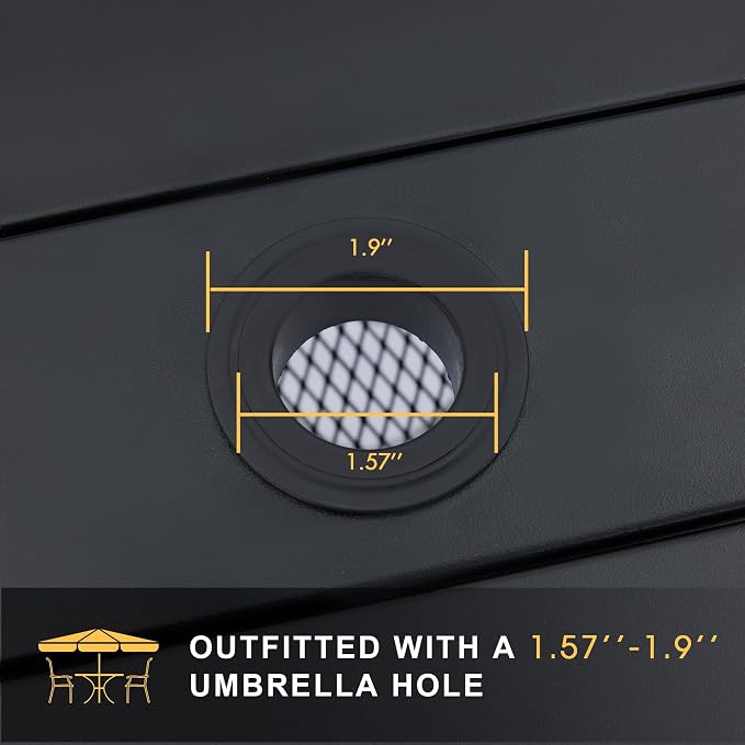 VICLLAX Outdoor Dining Table, Square Patio Furniture Table with Umbrella Hole