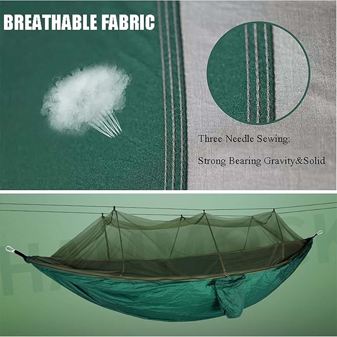 Hammocks for Outside 2 Person with Mosquito Net, Inside Hammock for Bedroom, Portable Hammock with Mosquito Net, Quick Dry Hammock, for Travel Patio Garden