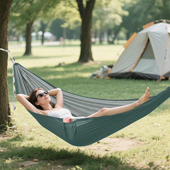 Dark Slate Gray Solid Color Pure Plain 330lb Capacity Camping Hammocks with Tree Straps Fabric Hammock for Outside Beach Patio Garden hamaca para Patio Exterior