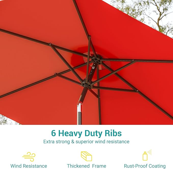 7.5ft Outdoor Umbrella Patio Umbrella,2-Year-Non-Fading,Table Market Patio Umbrella with Push Button Tilt and Crank,for Pool, Deck, Garden,Backyard