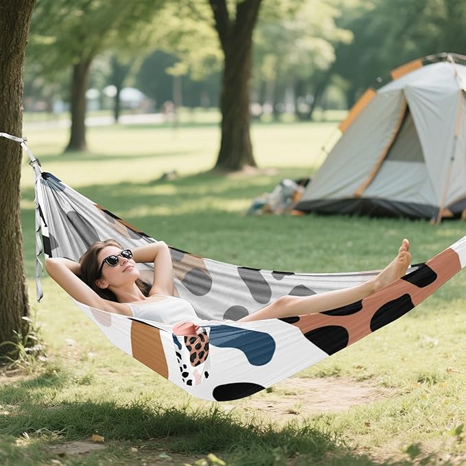 Leopard Print 330lb Capacity Hammocks for Camping with Portabl Carry Bag Swing Hammock for Patio Backyard Lounge Base Base de hamaca para adultos