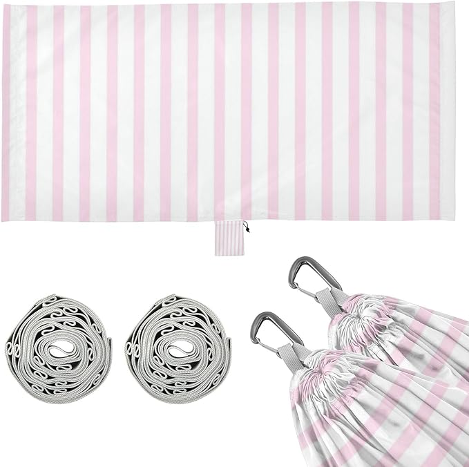 Pink Vertical Stripes 330lb Capacity Camping Hammock with Tree Straps Backyard Hammock for Camping Travel Accessories hamacas para Deck