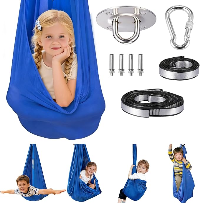 Sensory Swing for Kids, Indoor Therapy Swing with 360° Swivel Hanger & Adjustable Straps, Double Layer Cuddle Swing for Children with Autism, Supports up to 400lbs